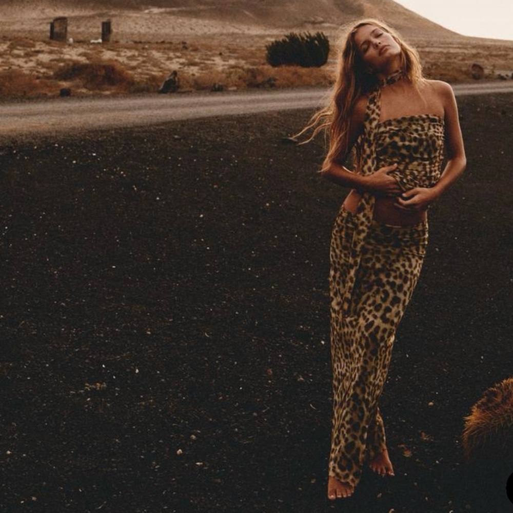 Zara Leopard PRINTED TULLE SKIRT SET